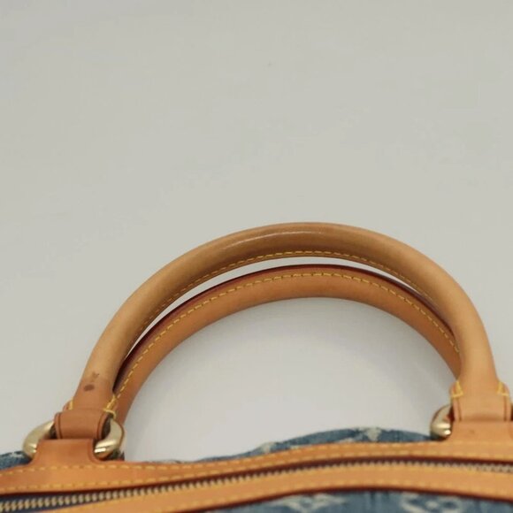 LOUIS VUITTON Monogram Denim Flat Shopper Tote Bag Blue - Picture 9 of 14